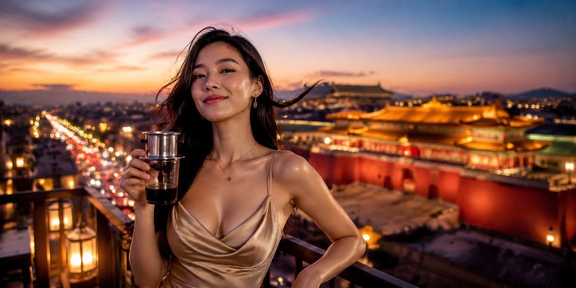 Người dùng tại Huế xem trò chơi mới trên điện thoại bên tách cà phê buổi sáng