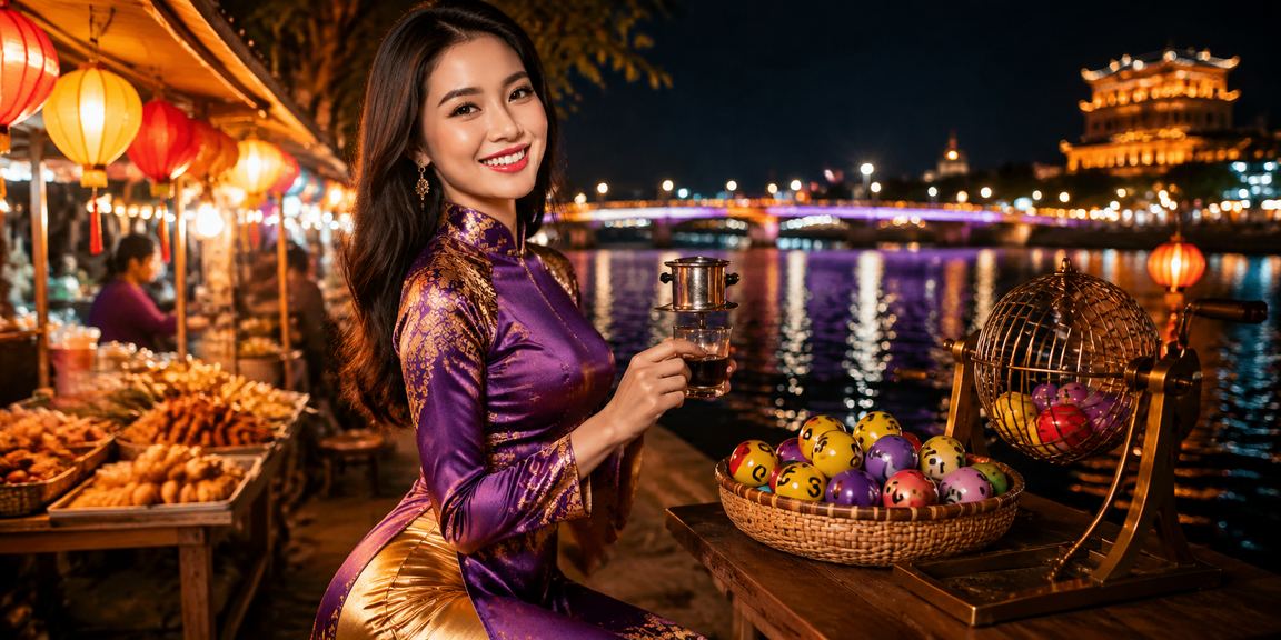 Người dùng xem xổ số và trò chơi 12800 tại Huế với điện thoại và cà phê